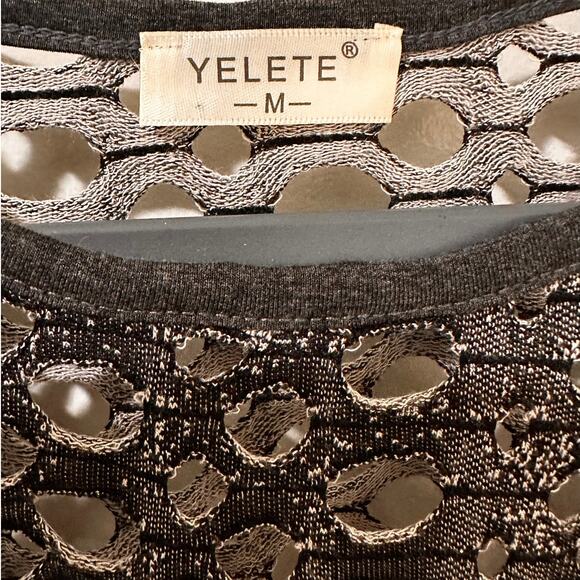 Yelete Fishnet Women's Cropped Top, NWOT, Black Gray, size M - Picture 2 of 8